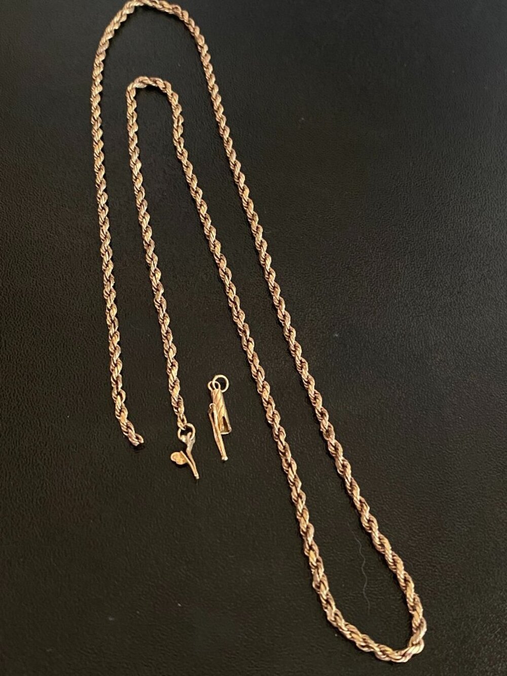 14K Gold Rope Chain Necklace Broken Repairable Estate Jewelry 4g